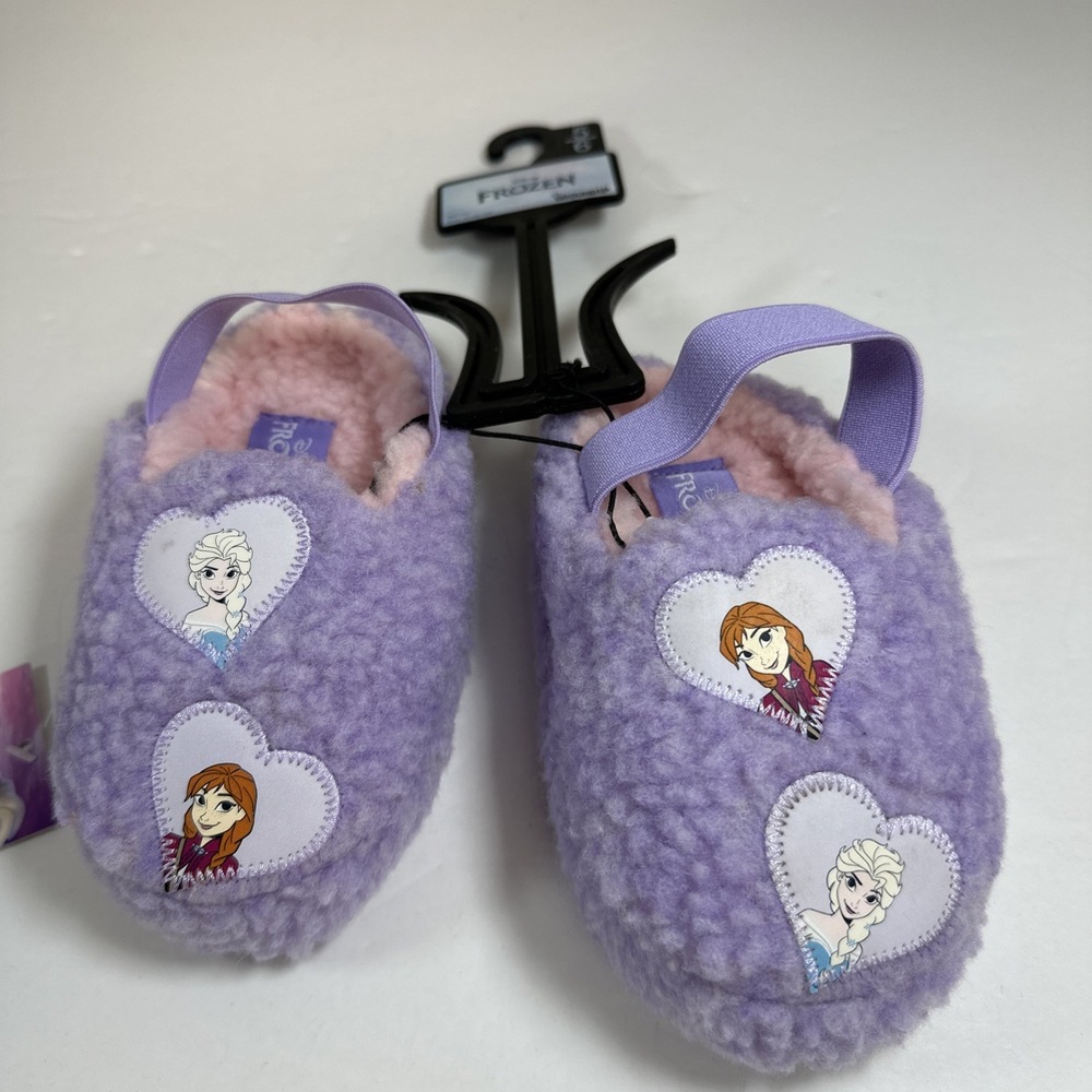 Disney Frozen Purple Slip On Slippers Back-Strap Toddler Girls 5-6 New
